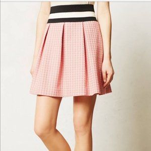 Maeve Anthropologie Pink Beige Box Pleated Skirt